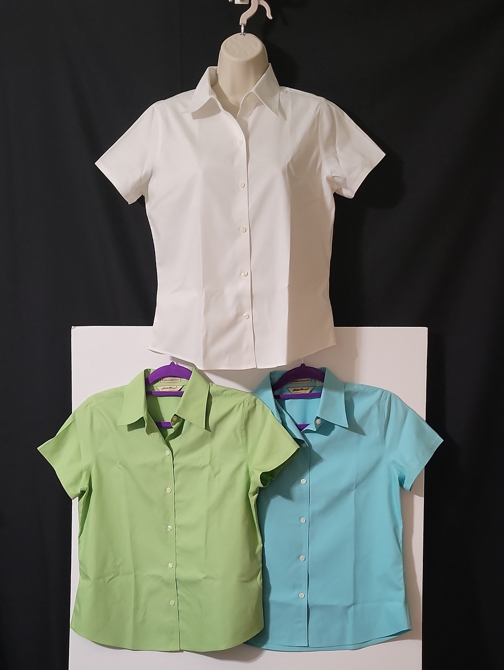 3 Eddie Bauer Short Sleeve Button Down Shirts, Size S